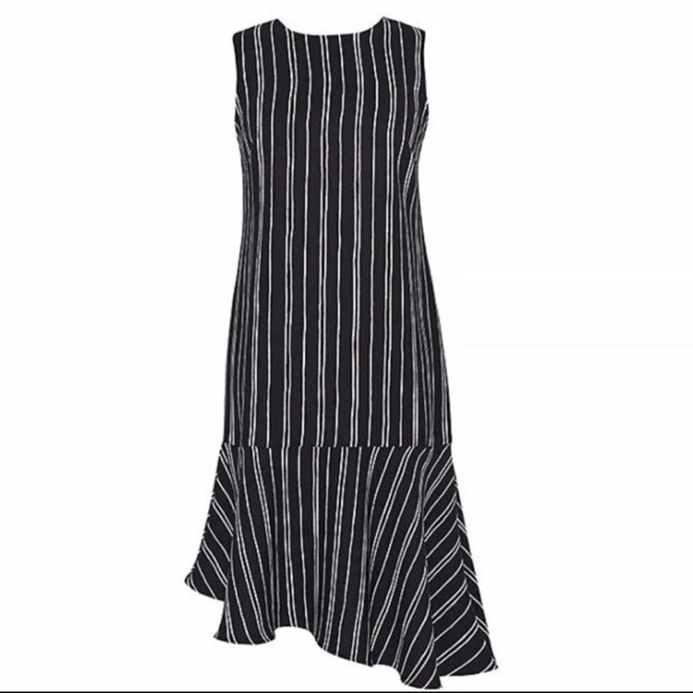 Who What Wear Asymmetrical Hem Striped Dress Size XS NWT Black White